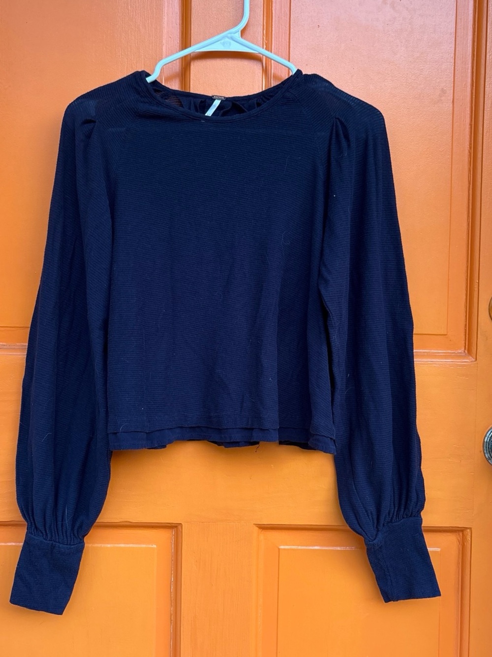 Free people balloon sleeve Navy blue top